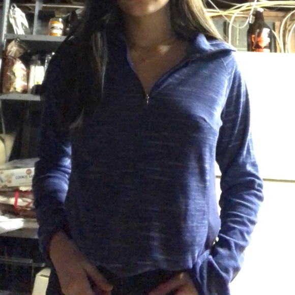 Blue/purple fleece quarter zip athletic sweater - Picture 3 of 3